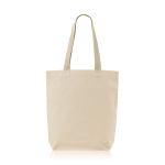 Katoenen tas met ondervouw en gekleurde handvatten 180 g/m² kleur beige