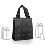 Non-woven tas met glitterafwerking en riemen 130 g/m² kleur zwart