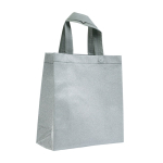 Non-woven tas met glitterafwerking en riemen 130 g/m² kleur zilver