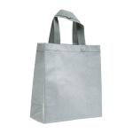 Non-woven tas met glitterafwerking en riemen 130 g/m² kleur zilver