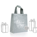 Non-woven tas met glitterafwerking en riemen 130 g/m² kleur zilver