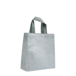 Non-woven tas met glitterafwerking en riemen 130 g/m² kleur zilver