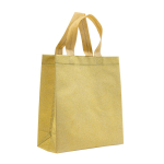 Non-woven tas met glitterafwerking en riemen 130 g/m² kleur goud