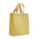 Non-woven tas met glitterafwerking en riemen 130 g/m² kleur goud