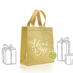 Non-woven tas met glitterafwerking en riemen 130 g/m² kleur goud