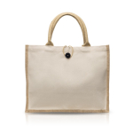 Tas van katoen en jute met knoopsluiting en handvatten 310 g/m² kleur beige