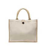 Tas van katoen en jute met knoopsluiting en handvatten 310 g/m² kleur beige