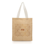 Boodschappentas van jute met katoenen handvatten 265 g/m² kleur beige