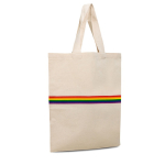 Natuurlijke katoenen tas met multicolor band en handvatten 180 g/m² kleur beige