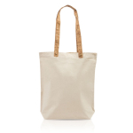 Katoenen tas met kurken handvatten en gouden klinknagels 180 g/m² kleur beige