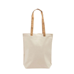 Katoenen tas met kurken handvatten en gouden klinknagels 180 g/m² kleur beige