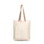 Katoenen tas met synthetische leren handvatten, stevig 180 g/m² kleur beige