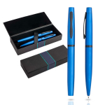 Set van balpen en roller met bijpassende geschenkdoos, blauwe inkt kleur koningsblauw