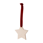 Kerstster ornament met fluwelen lint kleur rood vierde weergave