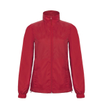 Polyester damesjas, waterdicht en winddicht B&C kleur rood