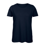 T-shirt van biologisch katoen voor dames met korte mouwen 140 g/m² B&C kleur marineblauw