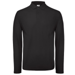 Katoenen polo met lange mouwen voor heren 180 g/m² B&C kleur zwart