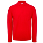 Katoenen polo met lange mouwen voor heren 180 g/m² B&C kleur rood