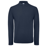 Katoenen polo met lange mouwen voor heren 180 g/m² B&C kleur marineblauw