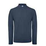 Katoenen polo met lange mouwen voor heren 180 g/m² B&C kleur marineblauw