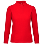 Katoenen polo met lange mouwen voor dames 180 g/m² B&C kleur rood