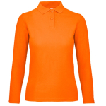 Katoenen polo met lange mouwen voor dames 180 g/m² B&C kleur oranje