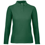 Katoenen polo met lange mouwen voor dames 180 g/m² B&C kleur donkergroen