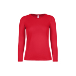 Katoenen T-shirt voor dames met lange mouwen 145 g/m² B&C kleur rood