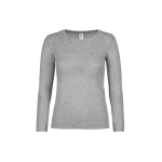 Katoenen T-shirt voor dames met lange mouwen 145 g/m² B&C kleur gemarmerd grijs