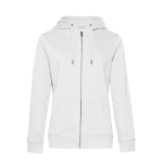 Katoenen sweatshirt voor dames met rits 280 g/m² B&C kleur wit