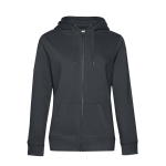 Katoenen sweatshirt voor dames met rits 280 g/m² B&C kleur donkergrijs