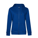 Katoenen sweatshirt voor dames met rits 280 g/m² B&C kleur koningsblauw