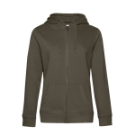 Katoenen sweatshirt voor dames met rits 280 g/m² B&C kleur khaki