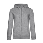 Katoenen sweatshirt voor dames met rits 280 g/m² B&C kleur lichtgrijs