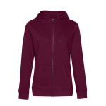 Katoenen sweatshirt voor dames met rits 280 g/m² B&C kleur granaat