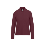 Polo van piqué katoen voor dames met lange mouwen 180 g/m² B&C kleur bordeaux