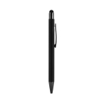 Stylus pen van gerecycled aluminium en rubberen afwerking, blauwe inkt kleur zwart tweede weergave