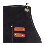 Schort met jeanslook en meerdere zakken en PU-details kleur zwart tweede weergave