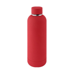 Dubbelwandige rvs drinkfles met zachte rubberen afwerking 500 ml kleur rood