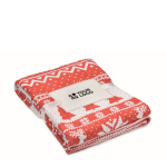 RPET-fleecedeken met kerstprint en kaart 190g/m2 kleur rood weergave met bedrukking