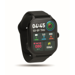 Smartwatch met LCD-touchscreen en siliconenband, iOS en Android kleur zwart