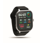 Smartwatch met LCD-touchscreen en siliconenband, iOS en Android kleur zilver