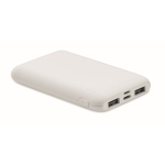 Rechthoekige powerbank van gerecycled ABS 5.000 mAh kleur wit