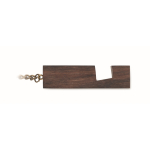 Sleutelhanger van walnoothout met functie als telefoonstandaard kleur hout zesde weergave