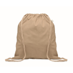 Rugzakje met koorden van gerecycled katoen en RPET 140g/m2 kleur khaki