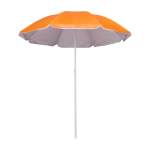 Polyester parasol in kleur met witte rand en UV-coating, Ø150 kleur oranje eerste weergave