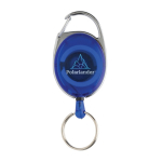 Sleutelhanger van gerecycled ABS en zink met koord en karabijnhaak kleur blauw weergave met logo