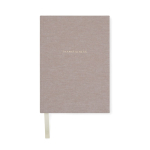 Notitieboek van gerecycled papier met stoffen hoes en bladwijzer, A5 kleur beige