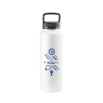 Roestvrijstalen fles, 90% gerecycled, met dubbele wand 1,2 L kleur wit afbeelding met logo