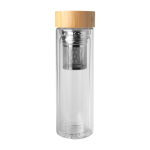 Borosilicaatglazen fles met infuser en bamboedop 400ml kleur doorzichtig tweede weergave voorkant